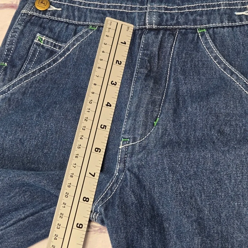John Deere Overalls Blue Denim Logo Patch Workwear Farm Kids Size 5 Adjustable